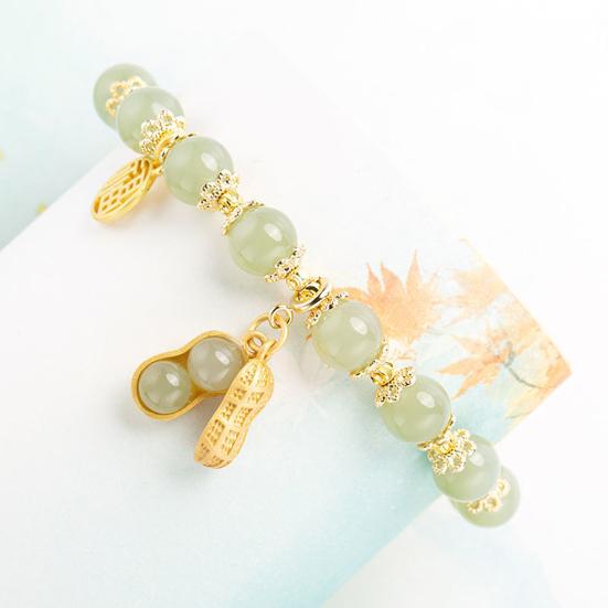 Yousheng Beaded Bracelet Unique Light Luxury Minimalistic Compact Good Symbolism Solid Imitation Jade Hand Ornament Bracelet Clothing Accessory