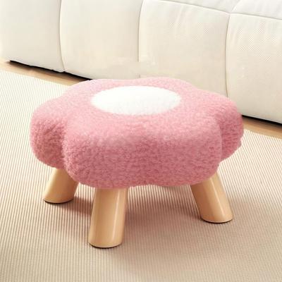 Blumenförmiger Hocker Blumenhocker mit Holzbeinen Wolken-Samtkissen Fußstütze Gepolsterter Schminkhocker für Zimmer Schlafzimmer Sofa