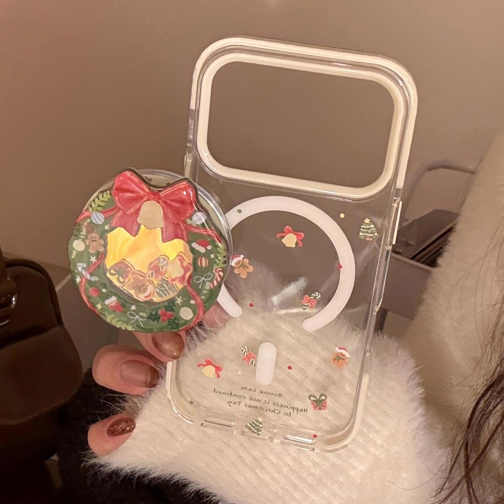 Creative Christmas Wreath Stand Phone Case for iPhone 17 and iPhone 17 Pro Max