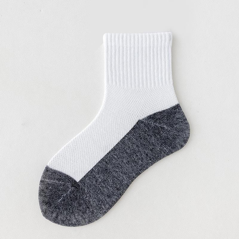 Șosete de vară din plasă până la jumătatea gambei pentru copii, din bumbac pur, antibacteriene - Color Block pentru băieți și fete, potrivite pentru copiii mai mari și studenți.