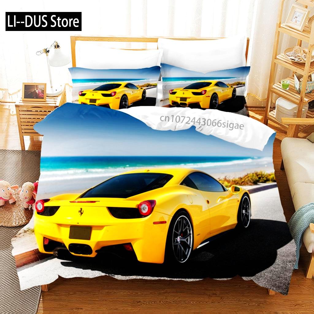 Sports Car Duvet Cover Race Car Cool Car Bedding Sets Polyester For Teens Kids Boys Cool Bedroom Decoration Modern Design Theme