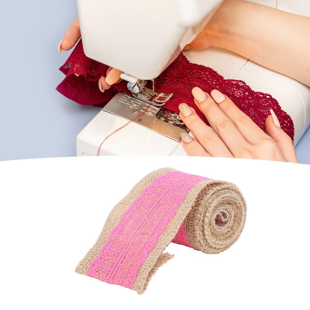 5 Rolls Burlap Lace Ribbon Decorative Jute Burlap Ribbon Roll for Crafts Festival Decor