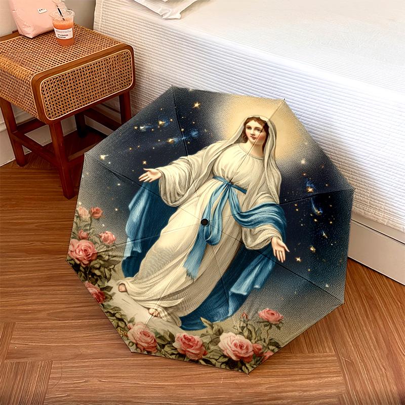 0106 Flower Maiden  pattern, automatic folding umbrella, portable and foldable design, 8 ribs, a Christmas or birthday gift.