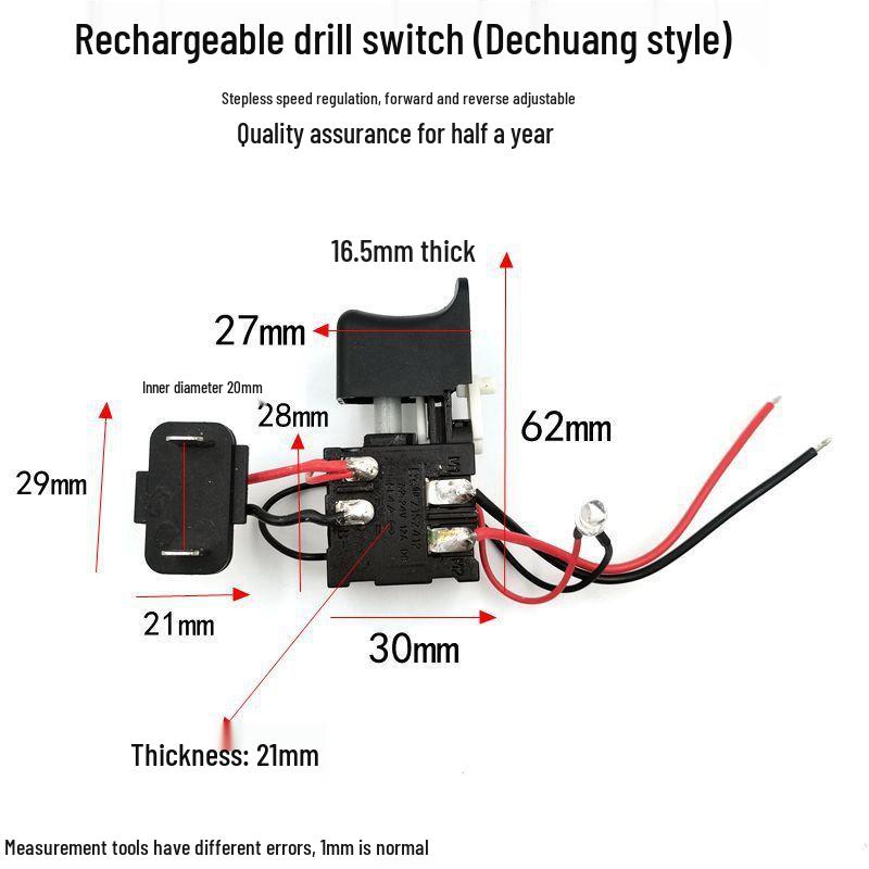 Universal Speed Control Switch for 12V-21V Handheld Electric Drills: Forward/Reverse Function for Charging Drill and Electric Wrench