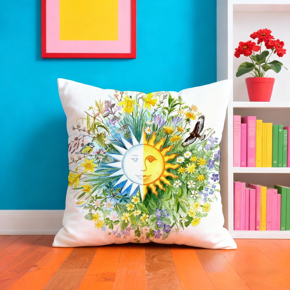 Nordic Midsummer Festival Cushion Cover Plush Fabric Soft Double Sided Print Home Sofa High Quality Cushion