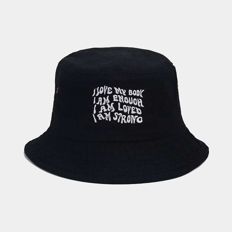 Hat Women's Fashion Summer Letter Embroidered Bucket Hat Men's Outdoor Breathable Sunscreen Sun Hat Versatile Outing Basin Hat