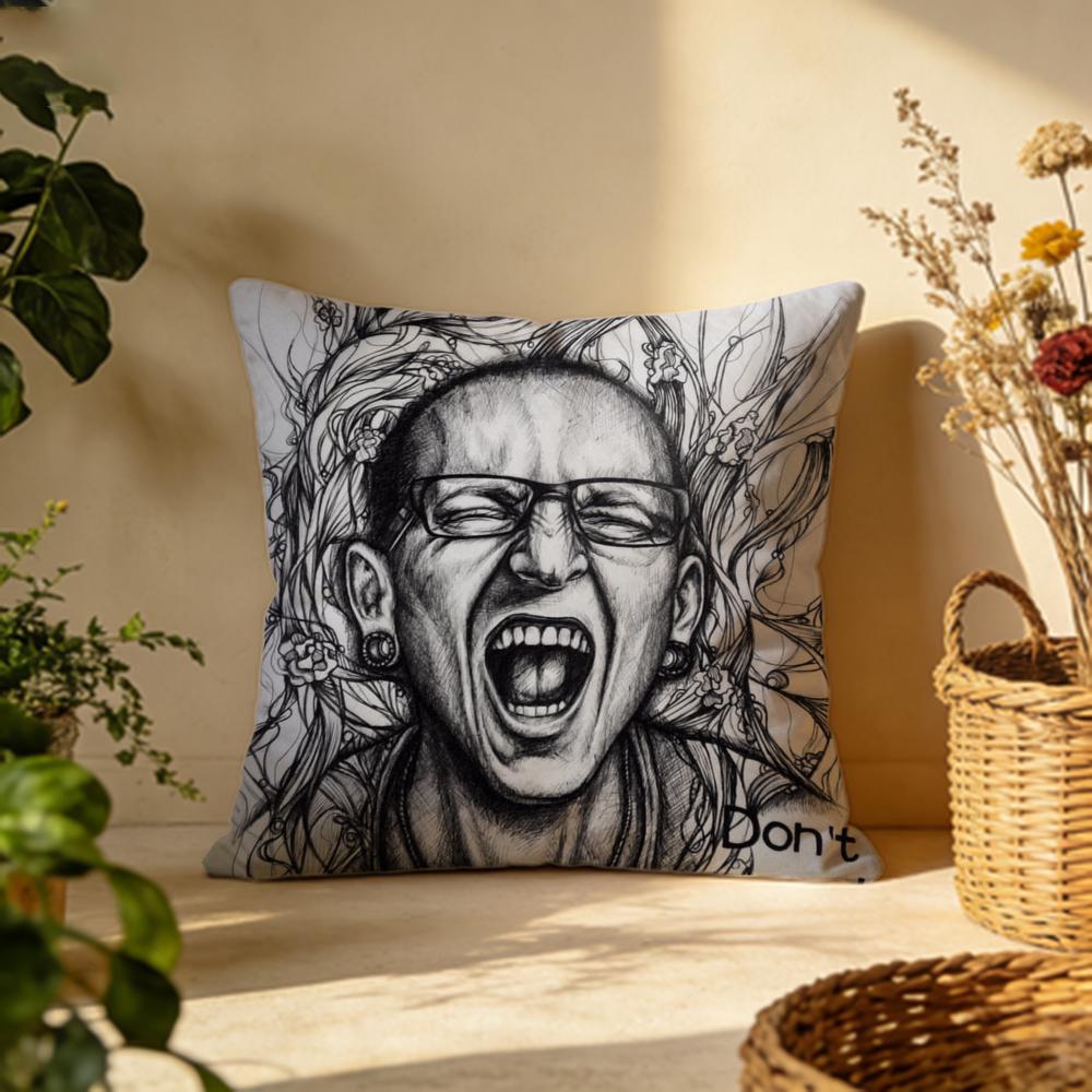 Stylish CChester Benningtonead Cushion Cover Versatile DoubleSided Pillow Case Fit for Sofa Bed Car Daily Decor