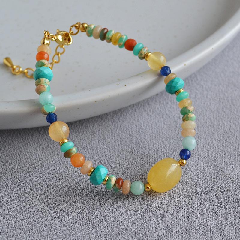 Artistic Ethnic Style Colorful Genuine Stone Beaded Necklace