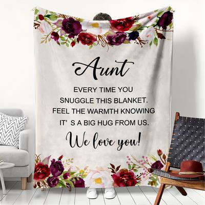 1PC Gift Blanket To Aunt To Family Member Flannel Thin Blankets for Mother's Day Birthday Festival Perfect Gifts Four Season Use