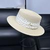 Trendy Elegant Versatile Straw Hat Seaside Beach Sunscreen Sun Hat British Top Hat Sun Hat Flat Top Hat