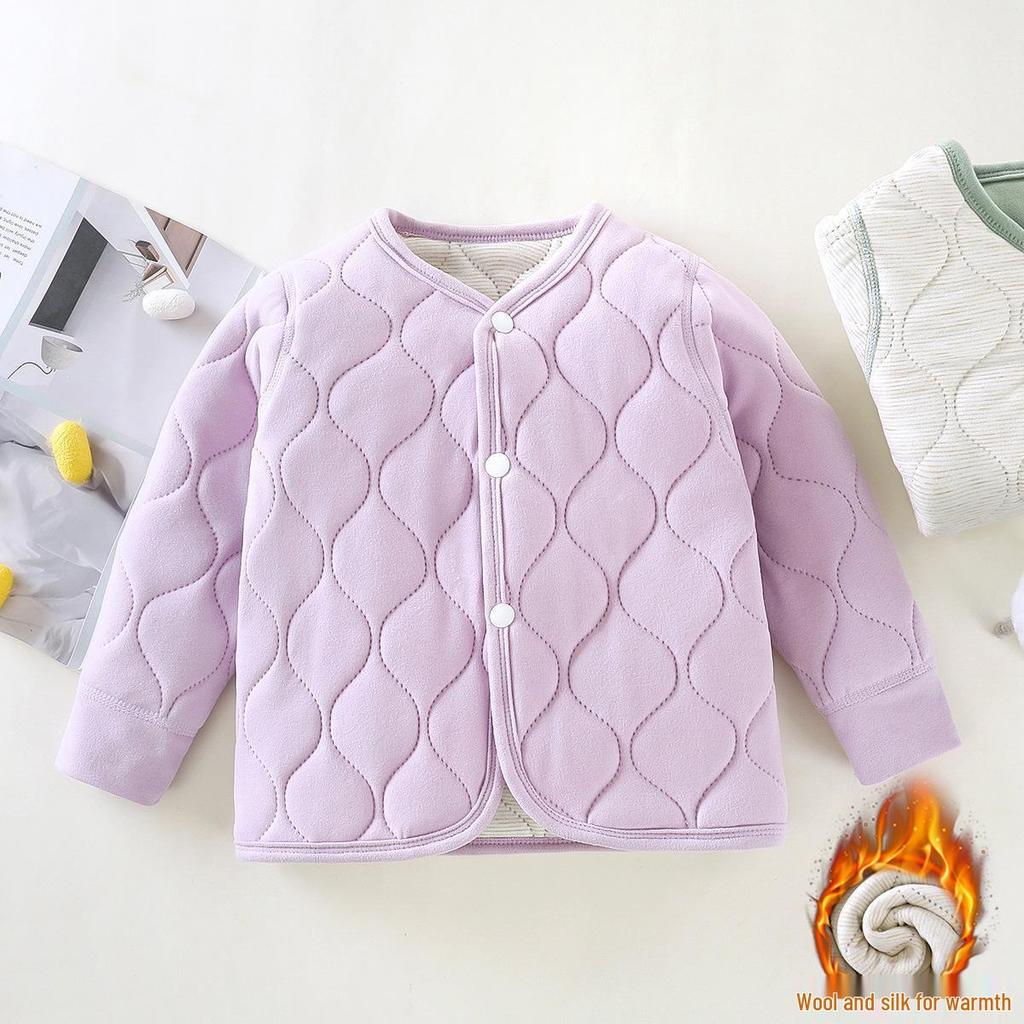 Dreilagige gesteppte Schuljacke für Kinder - Warmer Herbst-/Winter-Baumwollmantel für Jungen und Mädchen