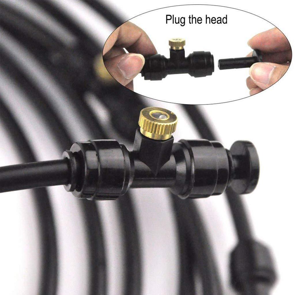 Outdoor Fan Mister Cooling System Summer Misting Kit Brass Nozzle Black with 20in Spray Ring