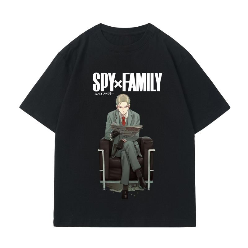Summer New Cotton Spy Family Print Short Sleeved T-shirt for Men and Women Casual T-shirt Children's Top T-shirt