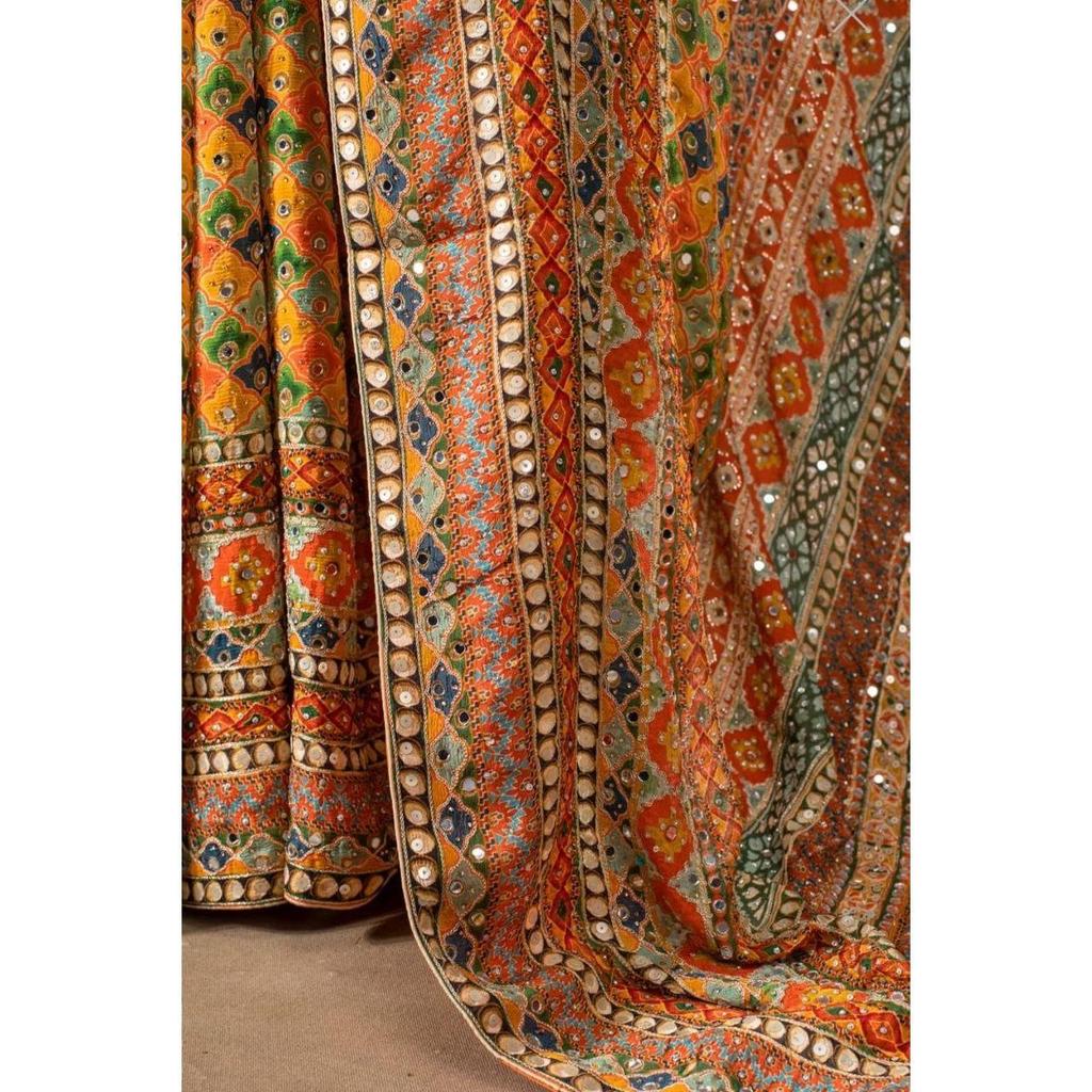 New Launch – Premium Chinon Silk Saree with Elegant Real Mirror Work Collection