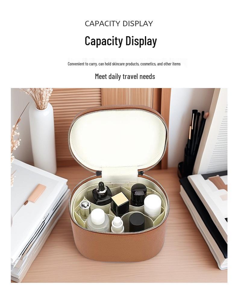 New Double Zipper Waterproof PU Leather Toiletry & Makeup Bag: Large-Capacity Travel Organizer for Cosmetics & Skincare