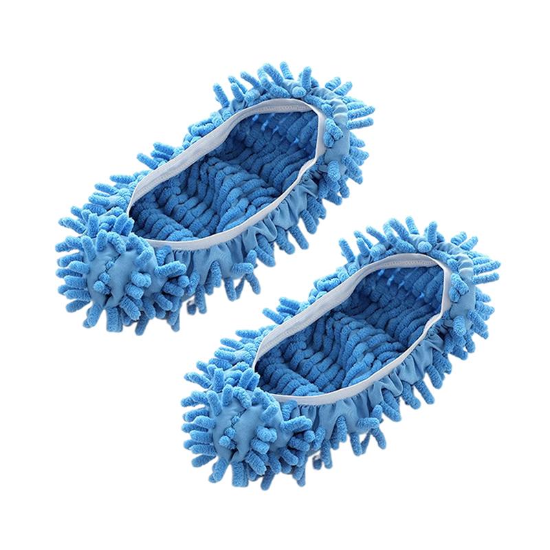 

1Pair Dust Cleaner Grazing Slippers House Bathroom Floor Cleaning Mop Slipper Lazy Shoes Cover Chenille Duster Cloth 30cm синий