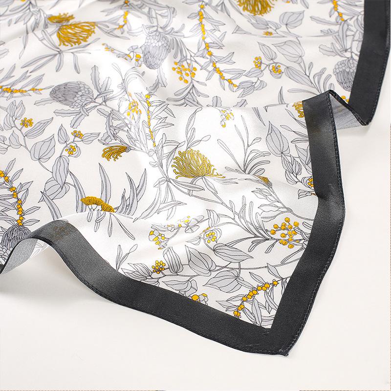 53x53cm 100% Mulberry Silk Scarf Luxury Square Hair Bandana Elegant Head Wrap Neckerchief Sunscreen Shawl for Women
