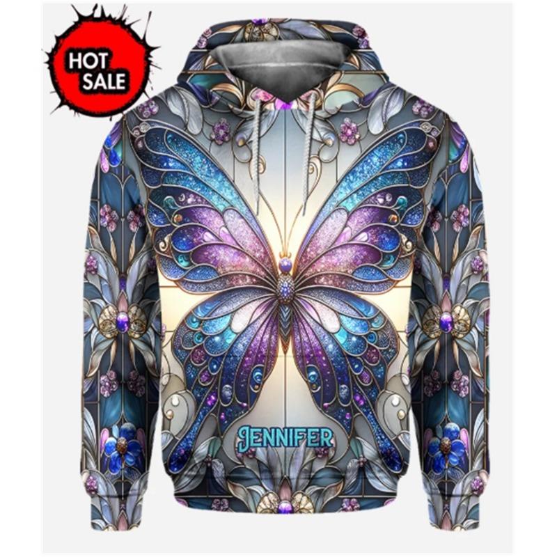New Arrivals Men's Butterfly Graphic Hoodies 3D American Flag Print Sweatshirts Fashion Girl Women Oversized Pullovers Clothing