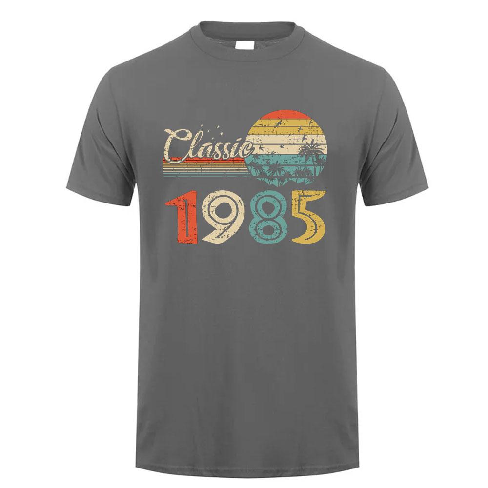 1985 Year Vintage Cotton T Shirt Retro 80s Style Short Sleeve Retro Tee Unisex Classic Design for Men Women 40th Birthday