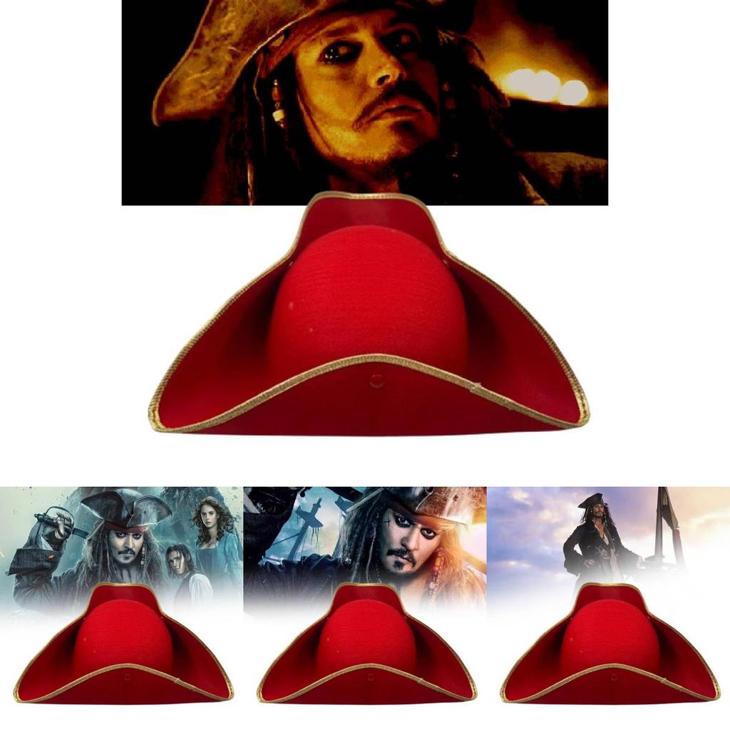 Stylish Red Pirate Captain Hat Cosplay Costume Accessory For Halloween Parties And Events