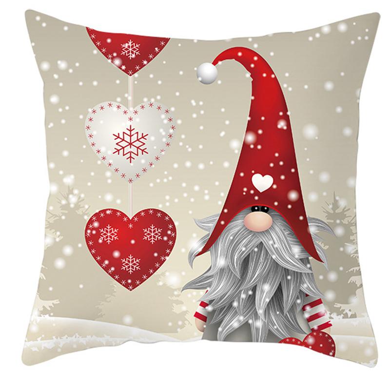 Happy New Year Christmas Decoration Dwarf Print Pattern Cushion Cover for Home Living Room Sofa Decoration Pillow Cover