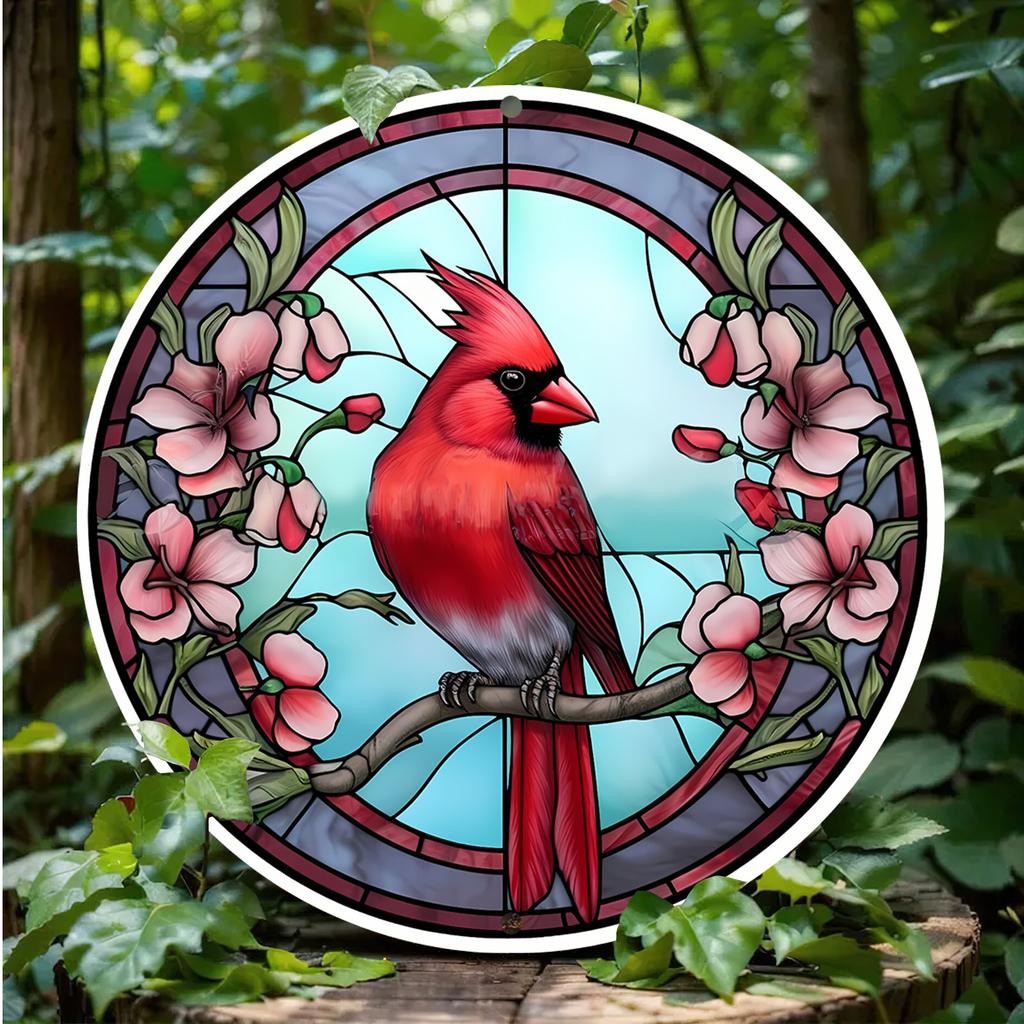 D Flat Pc Vintage Metal Sign Featuring Two Pigeons On A Branch with  Round Poster Lounge Garden Retreat Perfect for Creative