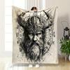 Viking Warrior with Nordic Runes Patterned Flannel Blanket Perfect for the Bedroom Living Room, Sofa, or a Little Nap