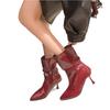 High-heeled boots autumn and winter new thin heels but knee patent leather diagonal boots Spice Girl Knight short boots
