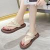 Women's Fashion Platform Slippers Summer New Round Toe Flip-flops Soft Sole Anti-slip Wear-resistant Low Heel Sandals