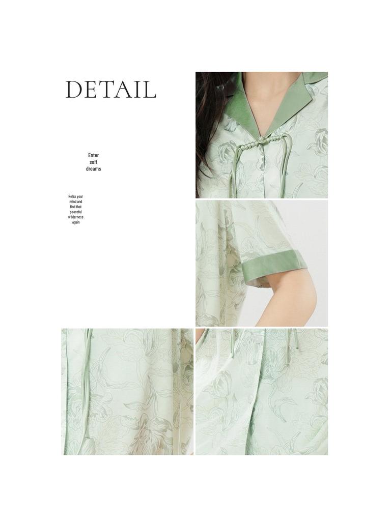Women's Summer Cotton Pajama Set - Fresh Lapel Cardigan Two-Piece for Indoor & Outdoor Wear