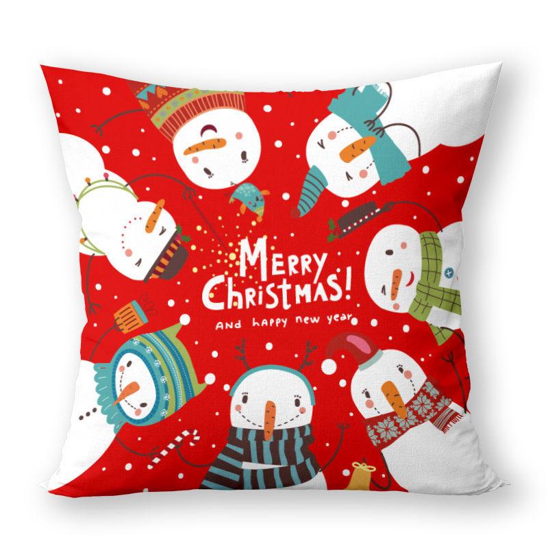 Christmas Pillow Super Soft Printed Christmas Santa Claus Cushion Festive Square Waist Pillow Case