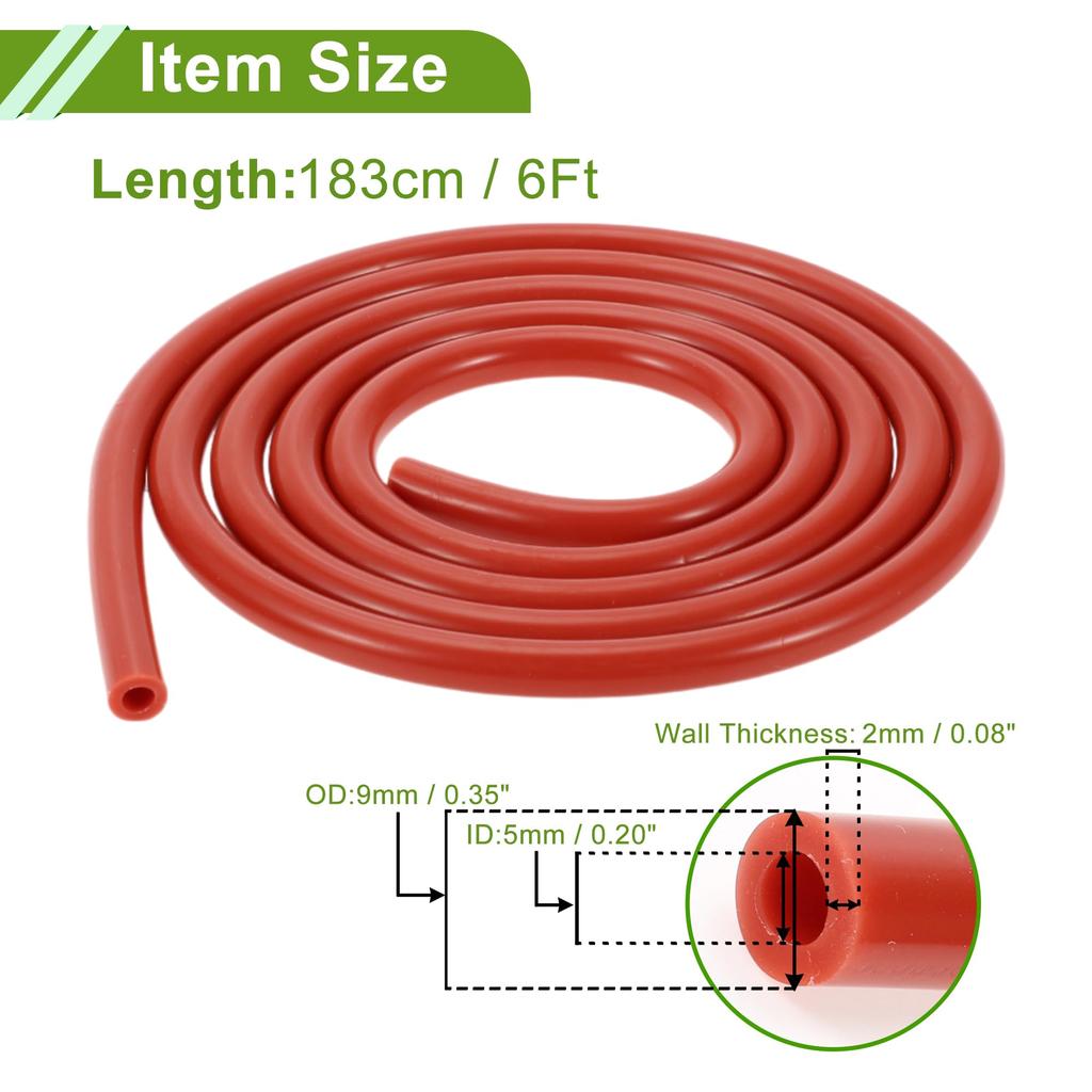 HOPESPANNER 6Ft 3/16" 5mm ID 2mm ThickNe-ss Silicone Vacuum TUB-Ing Hose High Tem-perature au-tomOt-ive Vacuum Line 1 pcs