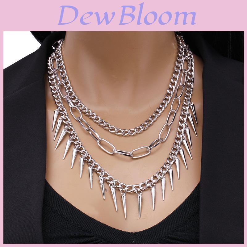 Style Multilayer Steel Necklace For Men And Women With Geometric Pendant