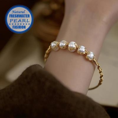 Bracciale di Perle d'Acqua Dolce Naturali Per Donne Gioielli di Perle Bracciali Intrecciati Festa Matrimonio Festival Compleanno San Valentino Festa della Mamma Regalo