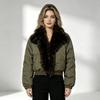 cotton clothes new lapel large sweater cotton-padded clothes women's winter short pu pie overcome cotton clothes jacket