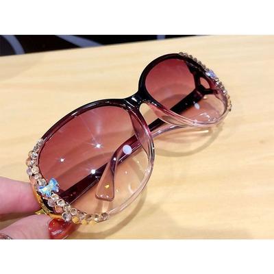 Modische Strass-Sonnenbrille Übergröße UV-Schutz Farbverlauf-Gläser für Damen Stylische Sonnenbrillen