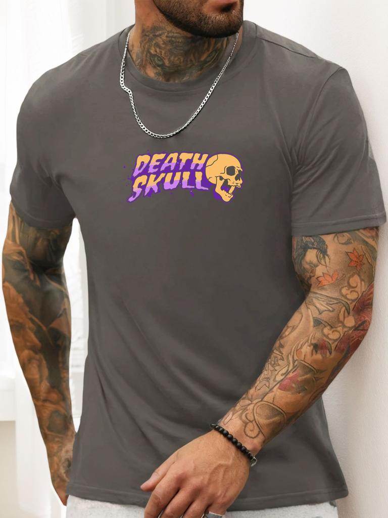 Short Sleeve TShirt Skull Mens 100 Cotton Pattern Printed Shirt Summer Round Neck Breathable Casual Fashion Cool Tee