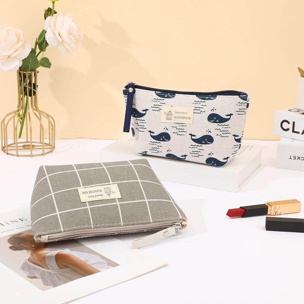 New Cosmetic Bags Zipper Opening Key Card Holder Cartoon Student Pencil Case Coin Purse Ladies Hand Portable Storage Bag