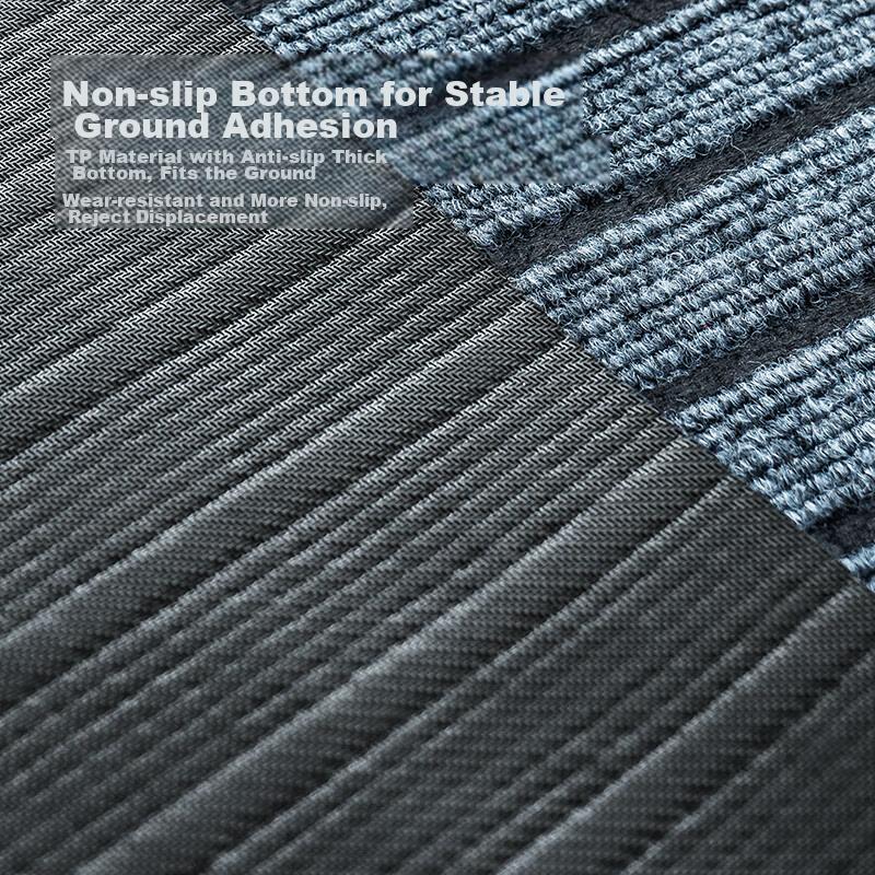 JD Original Striped Flocked Entrance Mat, Home Use Cuttable Dust-Removing Non-Slip Absorbent Doormat, Gray 40*60cm