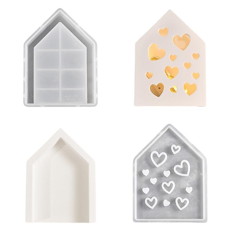 Mehrzweck Haus Ornament Form Kreative Hohlhaus Silikonform für DIY Aufbewahrungsbox und Umgebungslicht Heimdekorationen