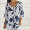 JPNTKY Women's Fashion Casual Short Sleeve V Neck Blouses & Shirts International Design