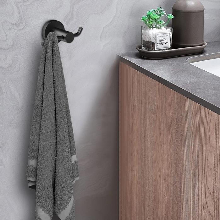 Bathroom Towel Rack Wall Hook for Bathroom Kitchen Black