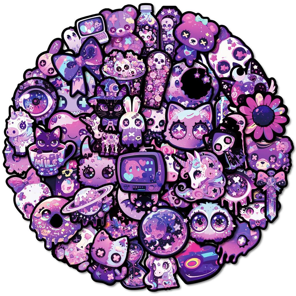50 Purple Gothic Graffiti Stickers DIY Personalized Handbook Material Waterproof Stickers
