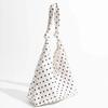 Sweet Polka Dot Tote Bag Spacious Bow Tie Handbag Travel Canvas Shoulder Bag  Daily Use