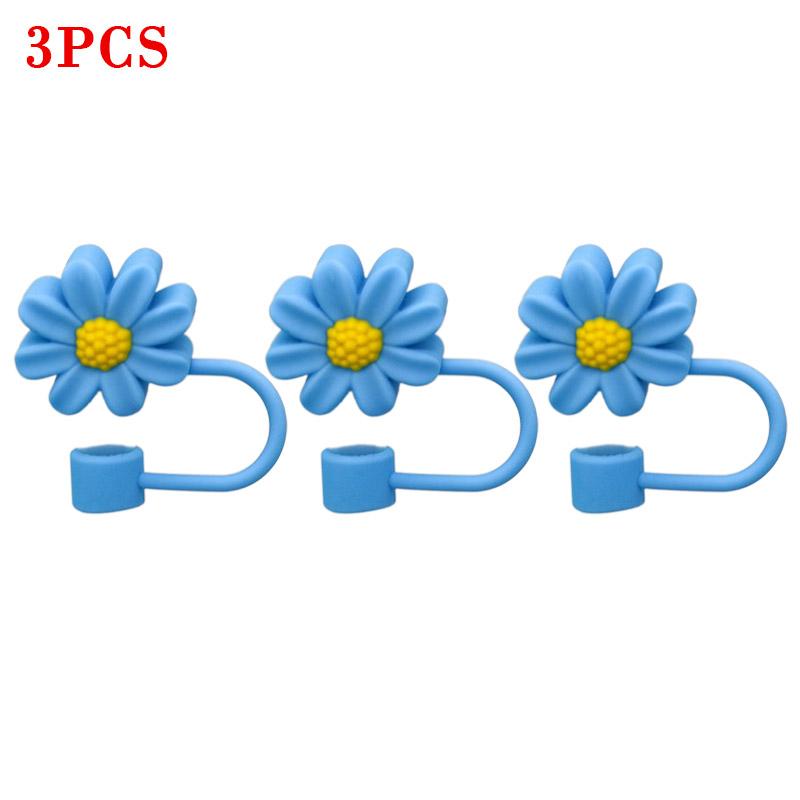 10PCS Silicone Straw Covers Cap Compatible with Stanley 30&40Oz Cup10mm Cute Flower Straw Toppers,Reusable Dust-Proof Straw Caps