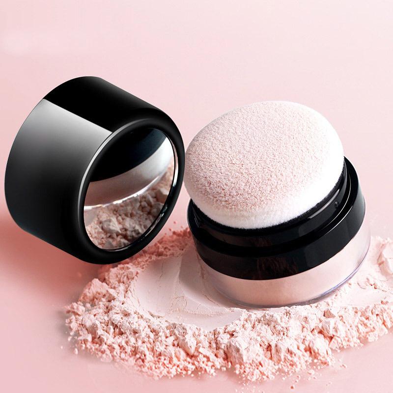 Portable Loose Powder Box With Mirror Travel Powder Case With Mushroom Sponge Puff Cosmetic Case Blusher Powder Jar Container