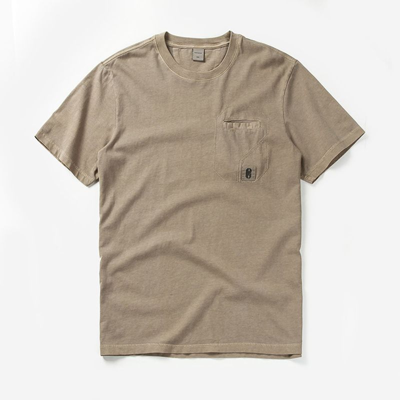 American Retro Heavyweight Loose Fit Pure Cotton Pocket T-Shirt Men's Short Sleeve Summer Base Layer Export Men's Clothing T-Shirt