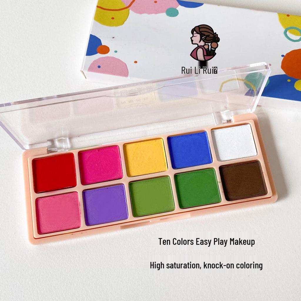 Ten-Color Eyeshadow Palette: High-Pigment Stage & Party Makeup for Christmas and New Year's Eve.