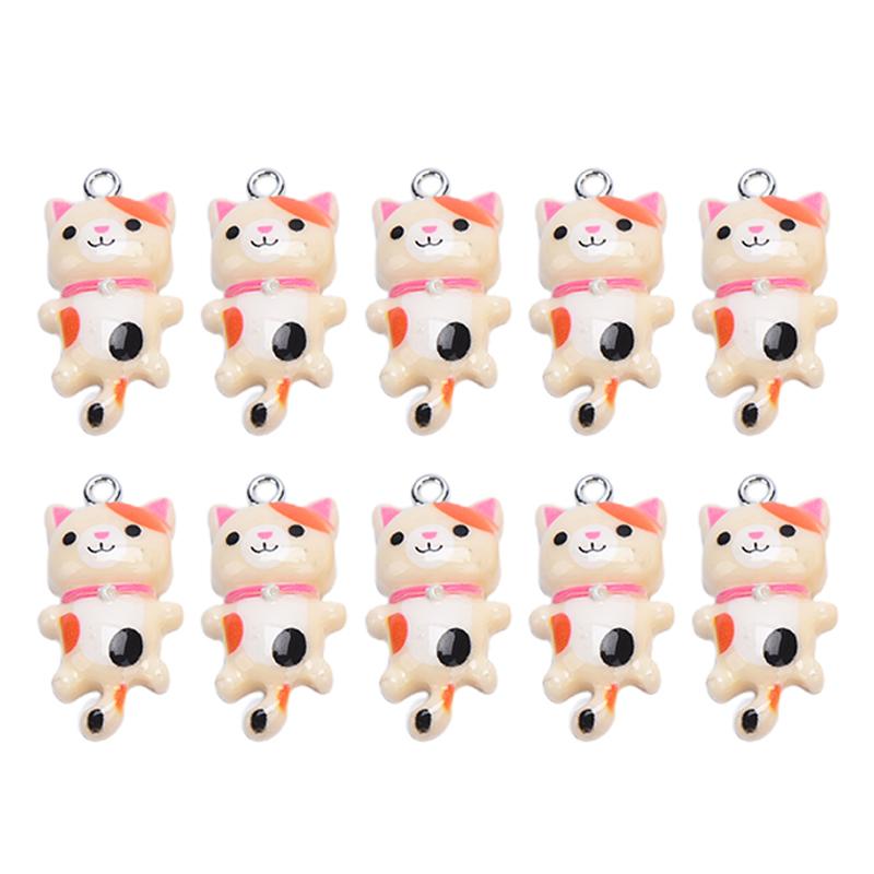 

10шт смолы кошка милые животные подвески кулон DIY изготовления серьги ювелирные изделия ремесло бежевый
