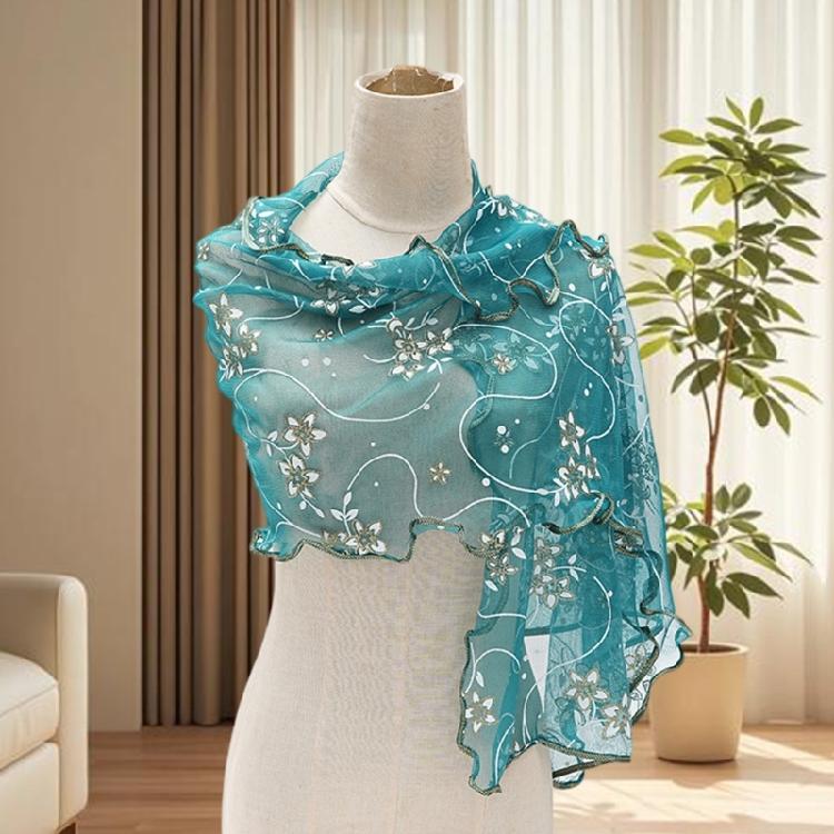 Eleganter Blumen-Spitzen-Schal Glatter Polyester-Wickel Stilvolles Accessoire Für Moderne Frauen